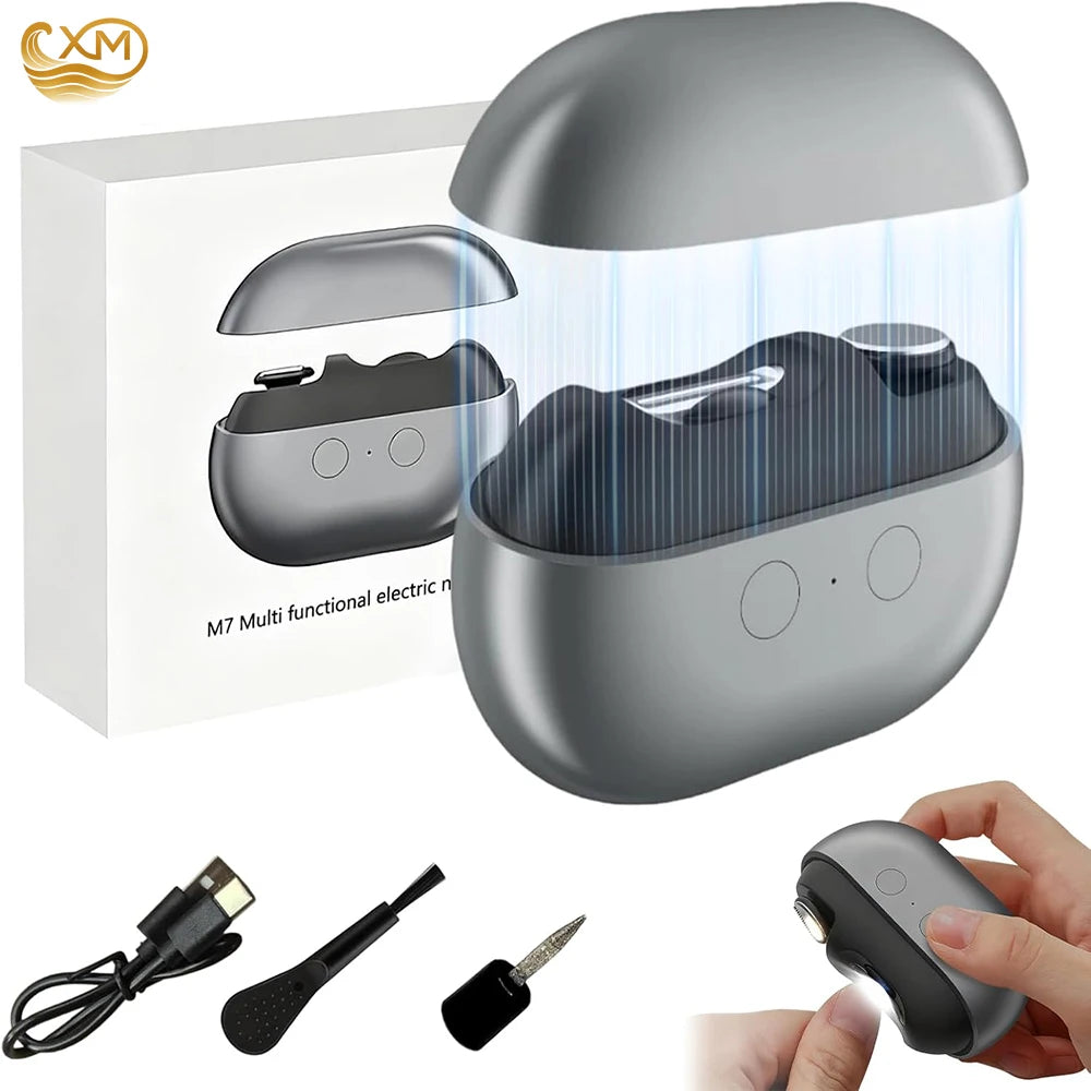 Electric Nail Clippers Automatic Nail Trimmer with Light Portable Fingernail Cutter Polishing Grinder with Nail Scraps Storage