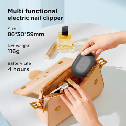 Electric Nail Clippers Automatic Nail Trimmer with Light Portable Fingernail Cutter Polishing Grinder with Nail Scraps Storage