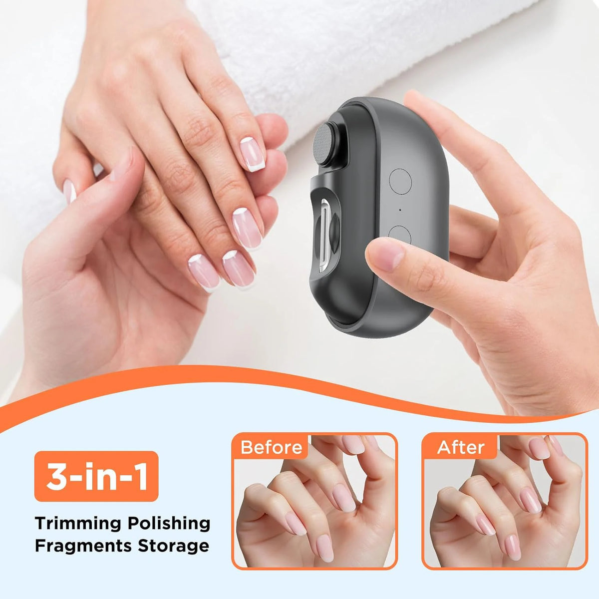 Electric Nail Clippers Automatic Nail Trimmer with Light Portable Fingernail Cutter Polishing Grinder with Nail Scraps Storage
